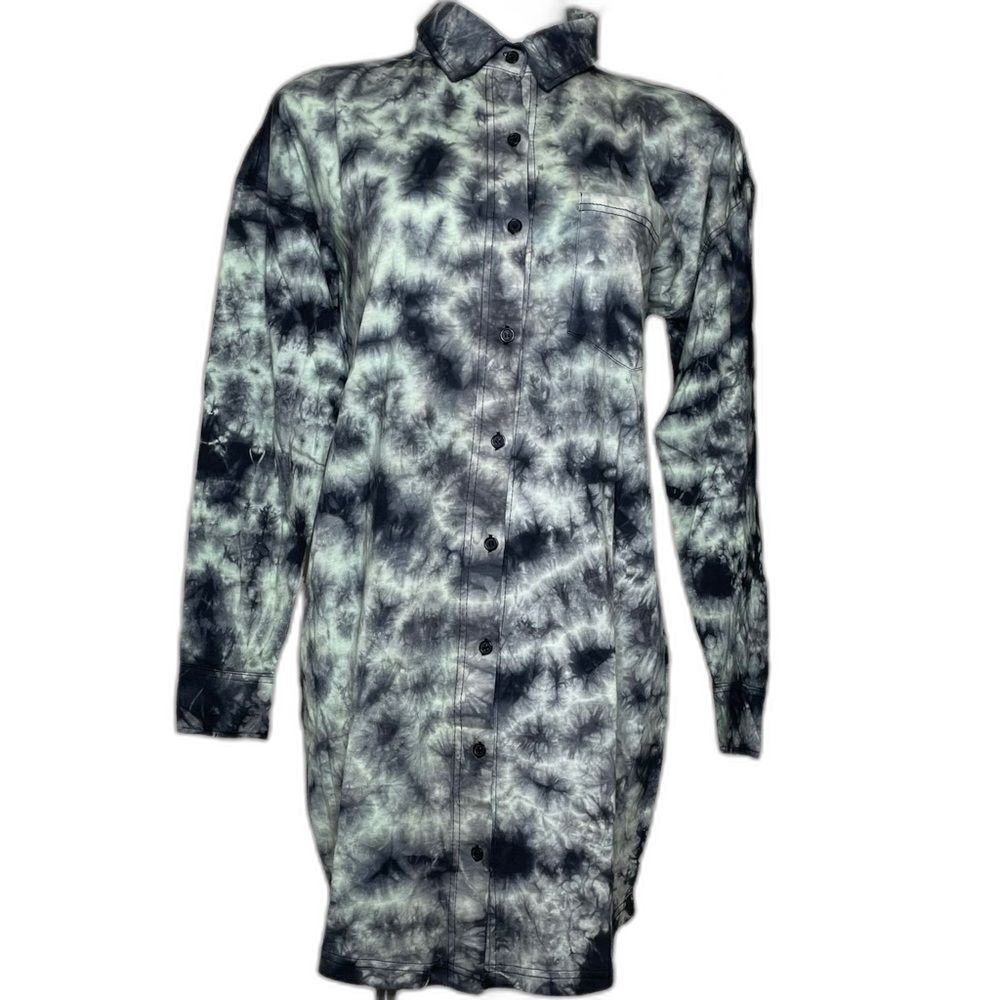 Missguided black and white tie dye shirt mini dress NWT 2